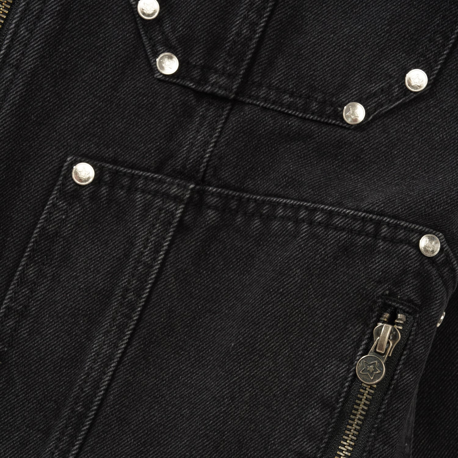 Denim Zip Up Jacket, Black