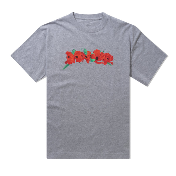 Dancer Poppy Flowers Tee, Heather Grey