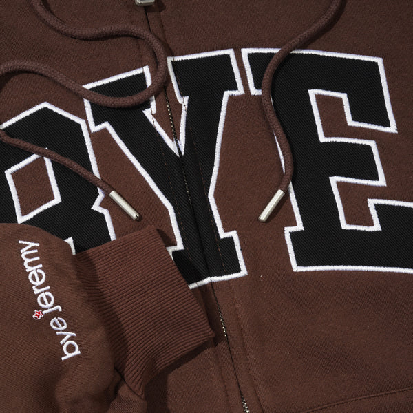 Bye Jeremy Bye Zip-Thru Pullover Hood, Brown