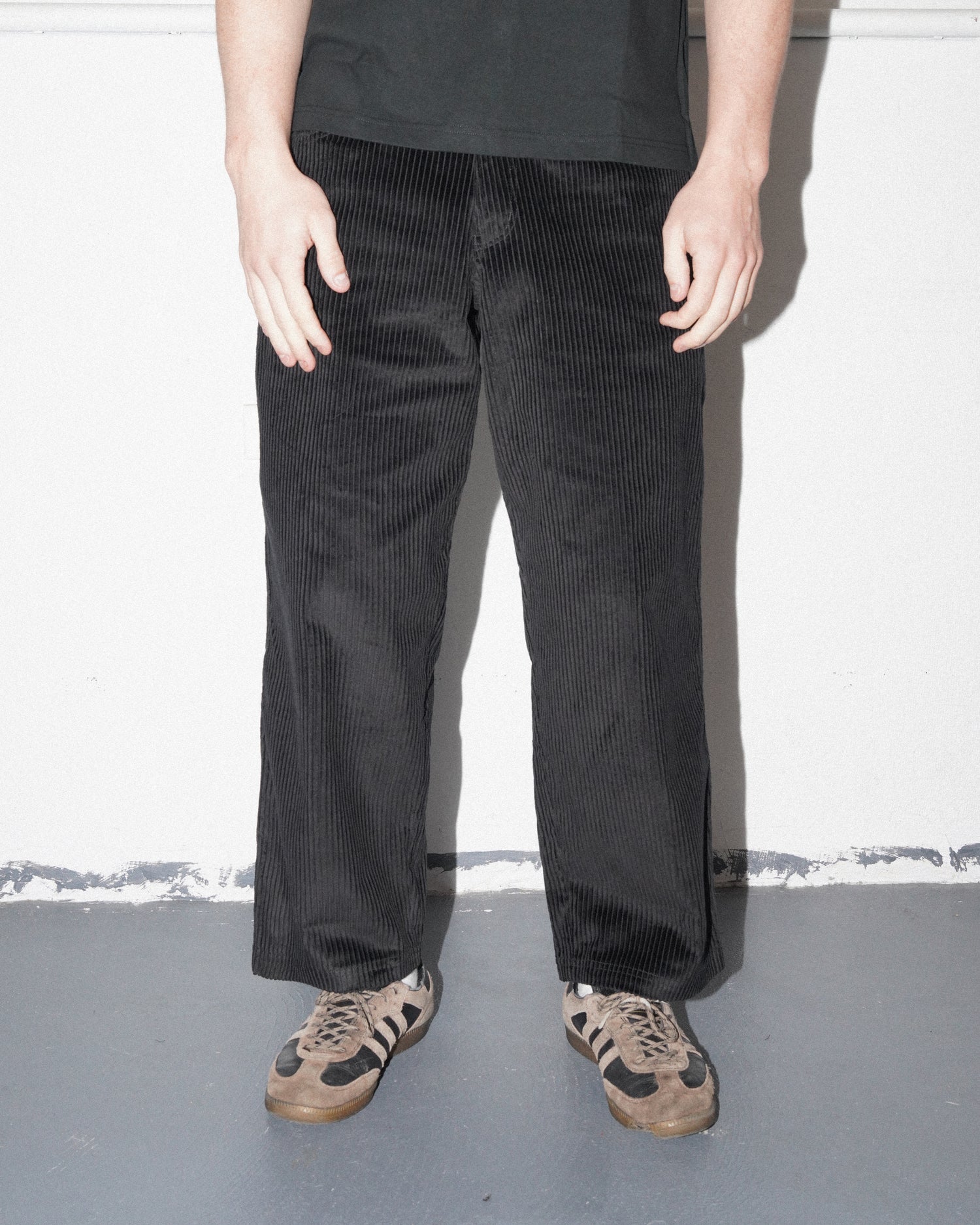 Relaxed Thick Corduroy Pants, Black