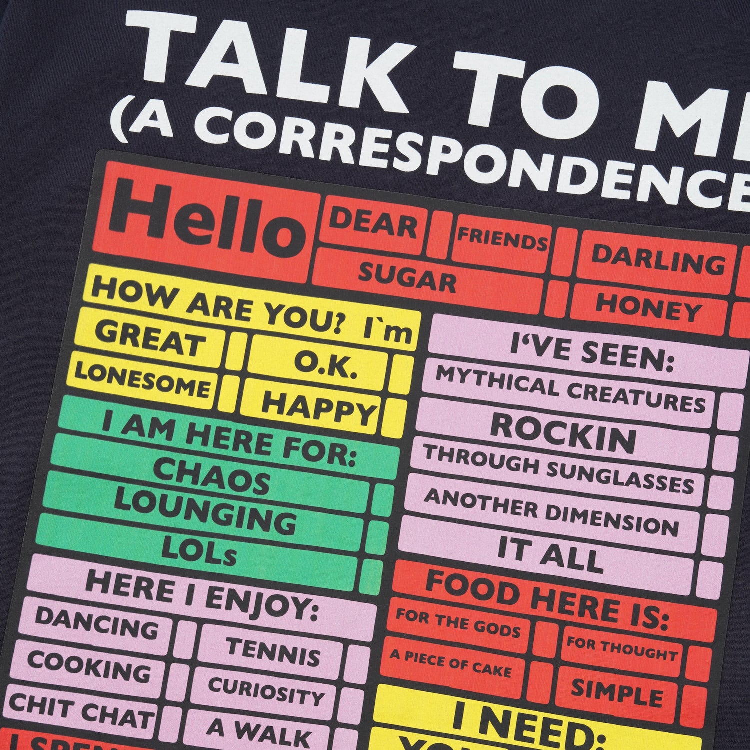 Hello How Are You Tee, Navy Blue