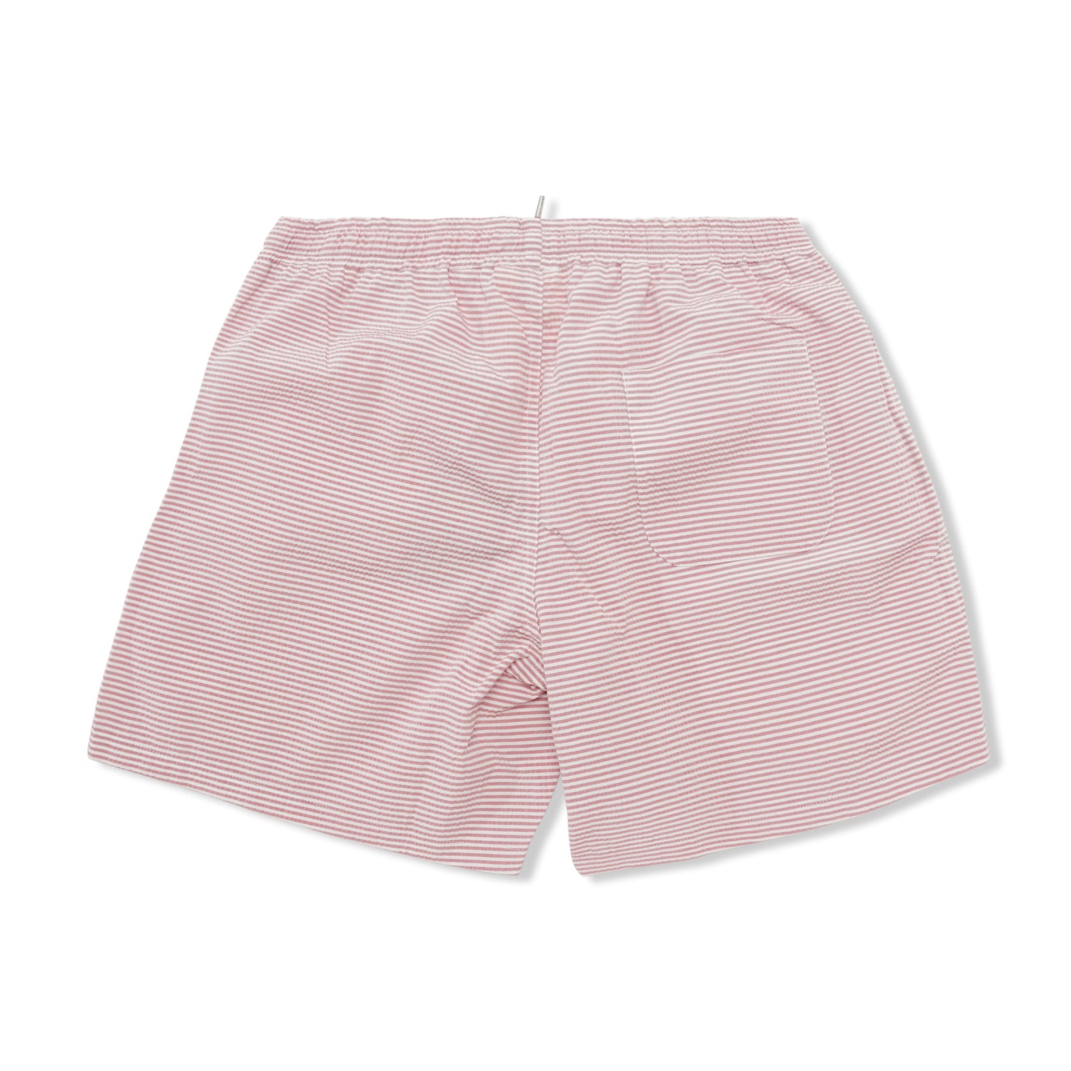 Swim Shorts, Red & White Striped Seersucker