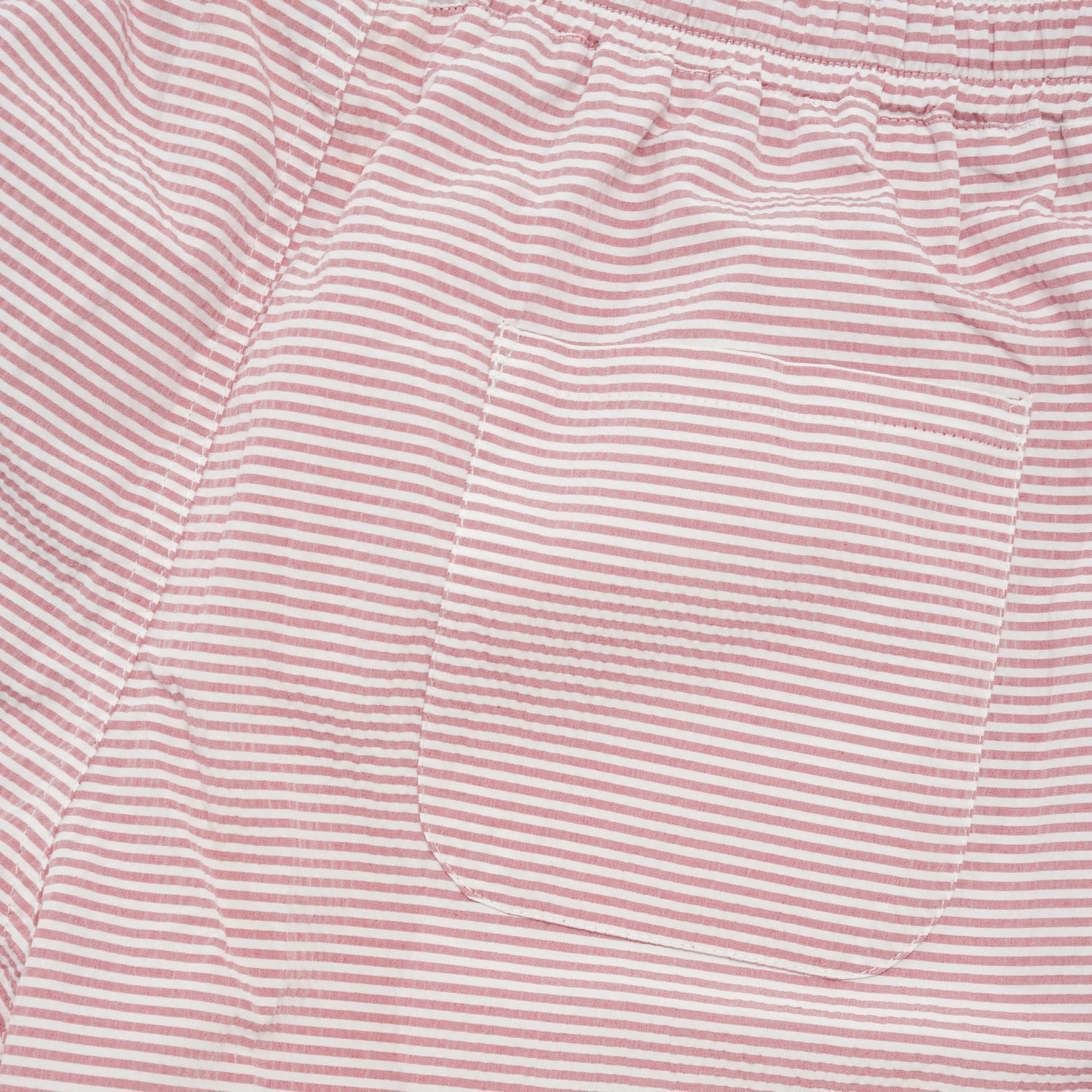 Swim Shorts, Red & White Striped Seersucker