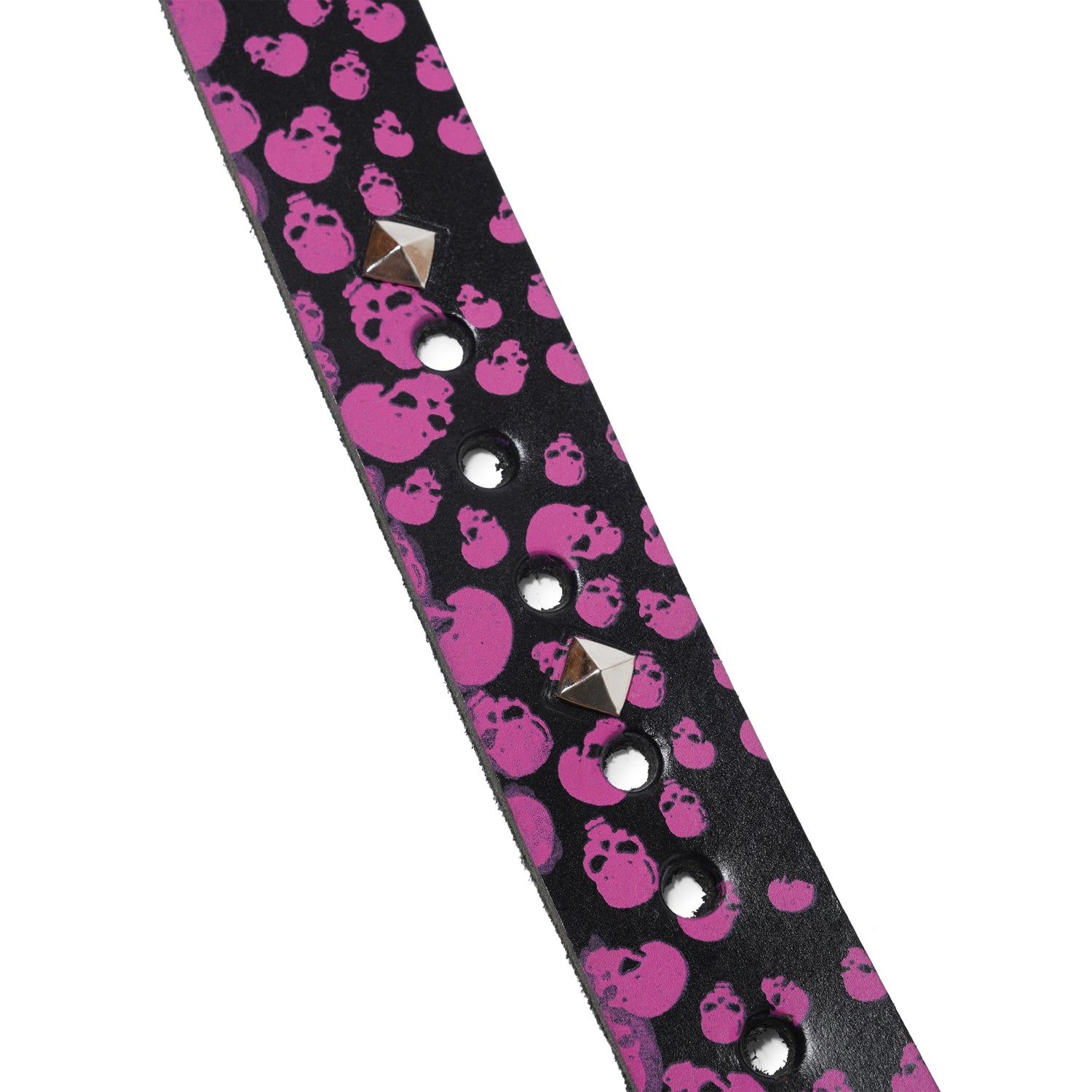 Studded Leather Belt, Black / Pink