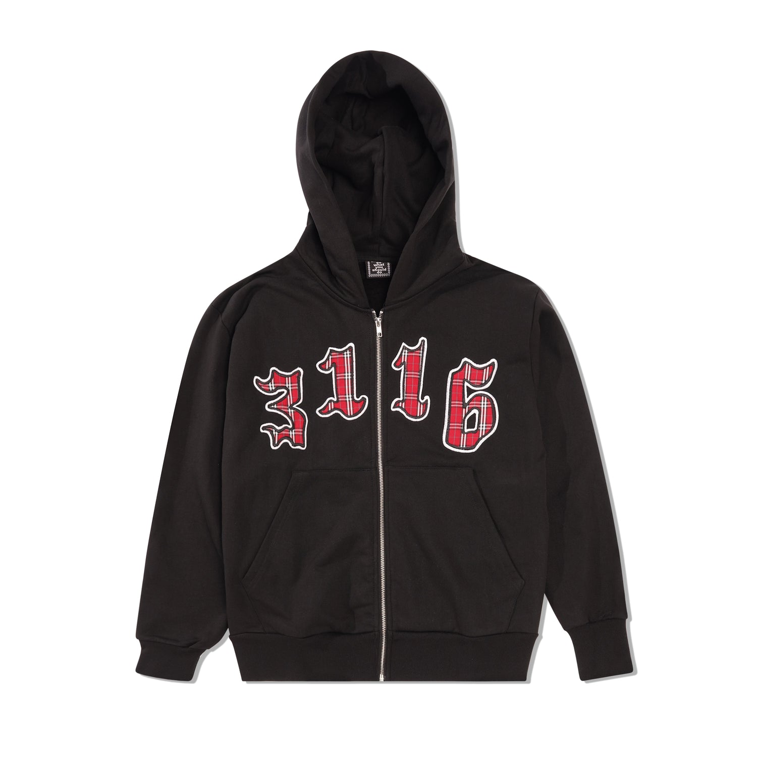 3116 Premium Zip Thru Pullover Hood, Black