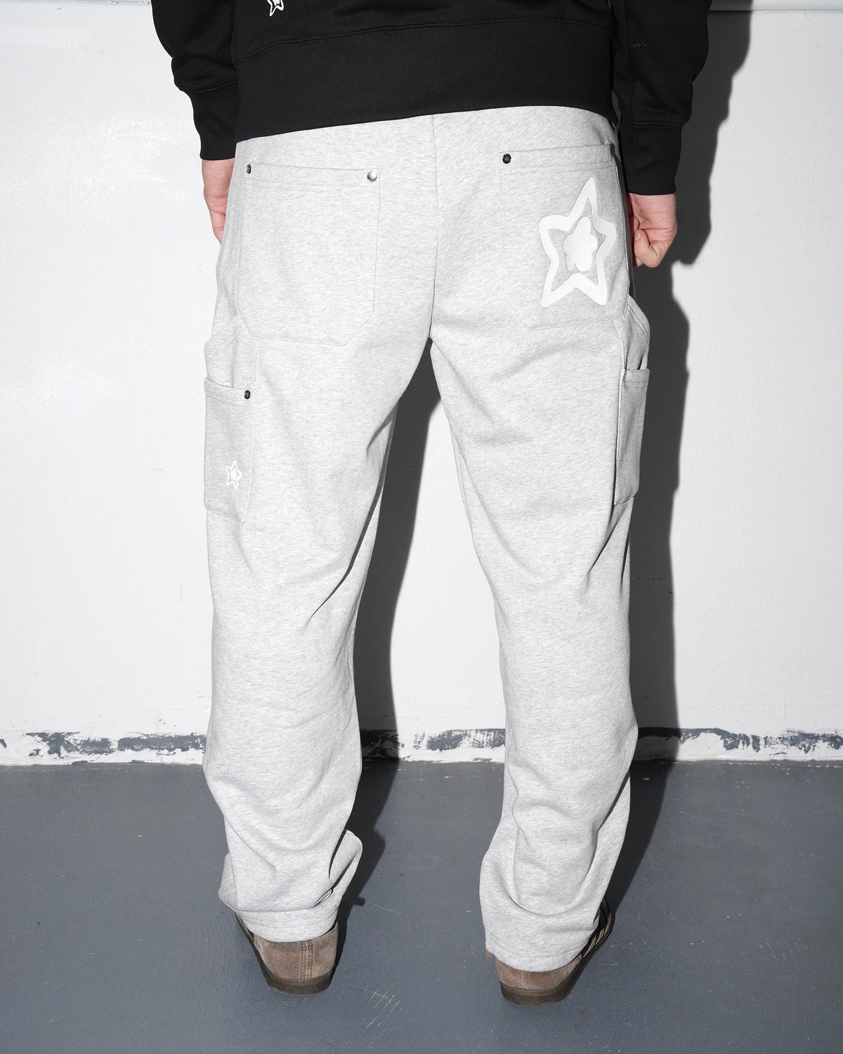 Leopard Double Knee Sweatpants, Grey