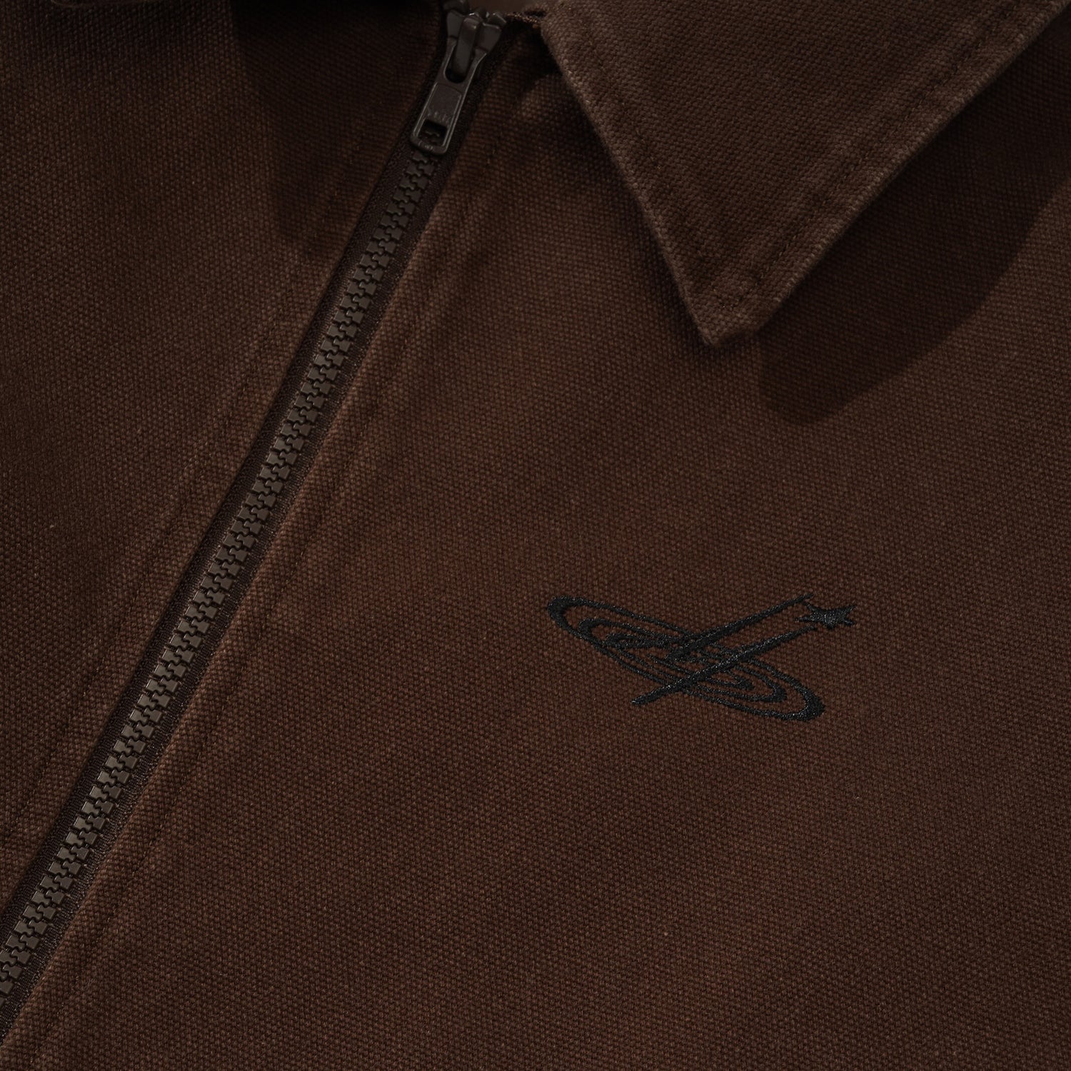 Cotton Canvas Zip Jacket, Chocolate