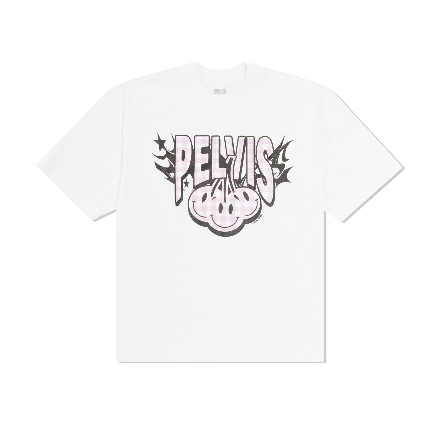 Cherry Gingham Logo Tee, White