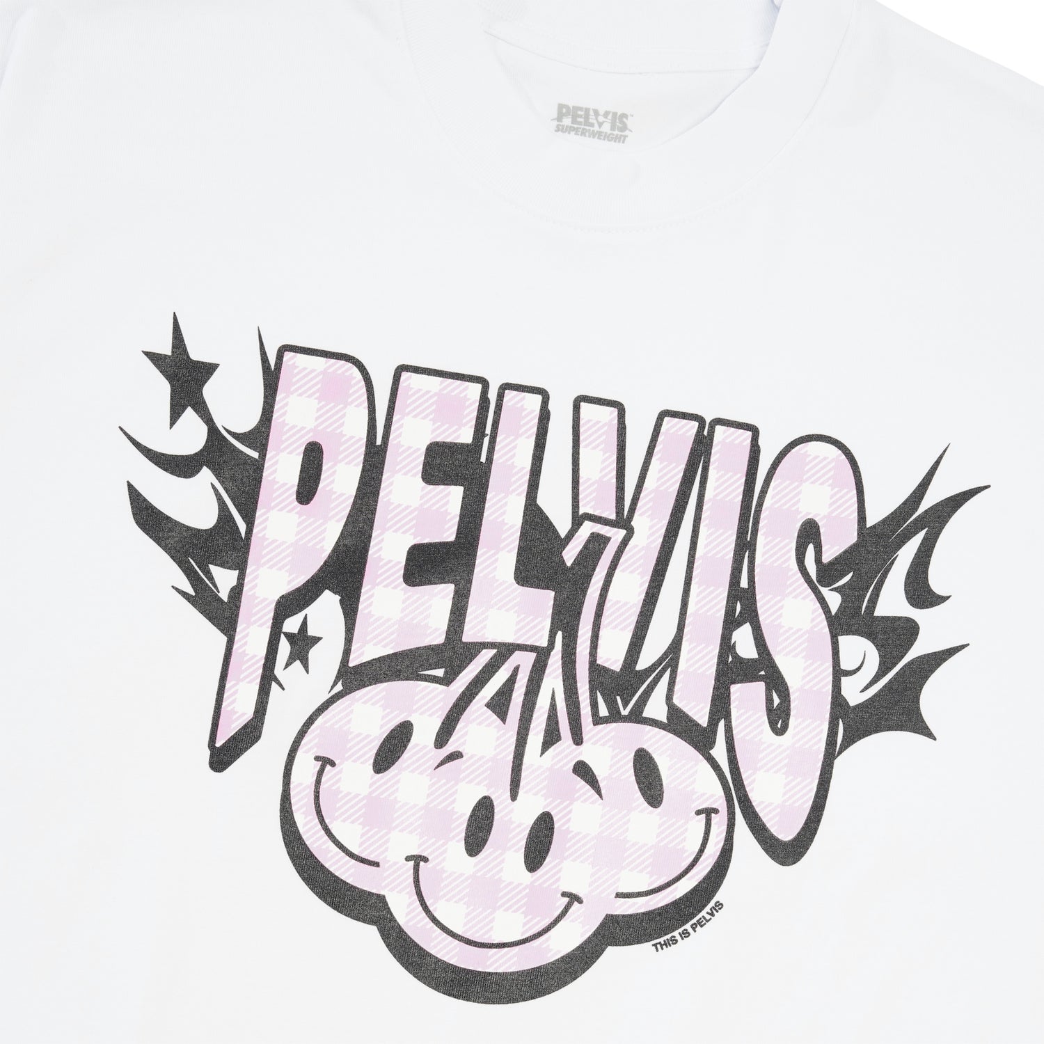 Cherry Gingham Logo Tee, White