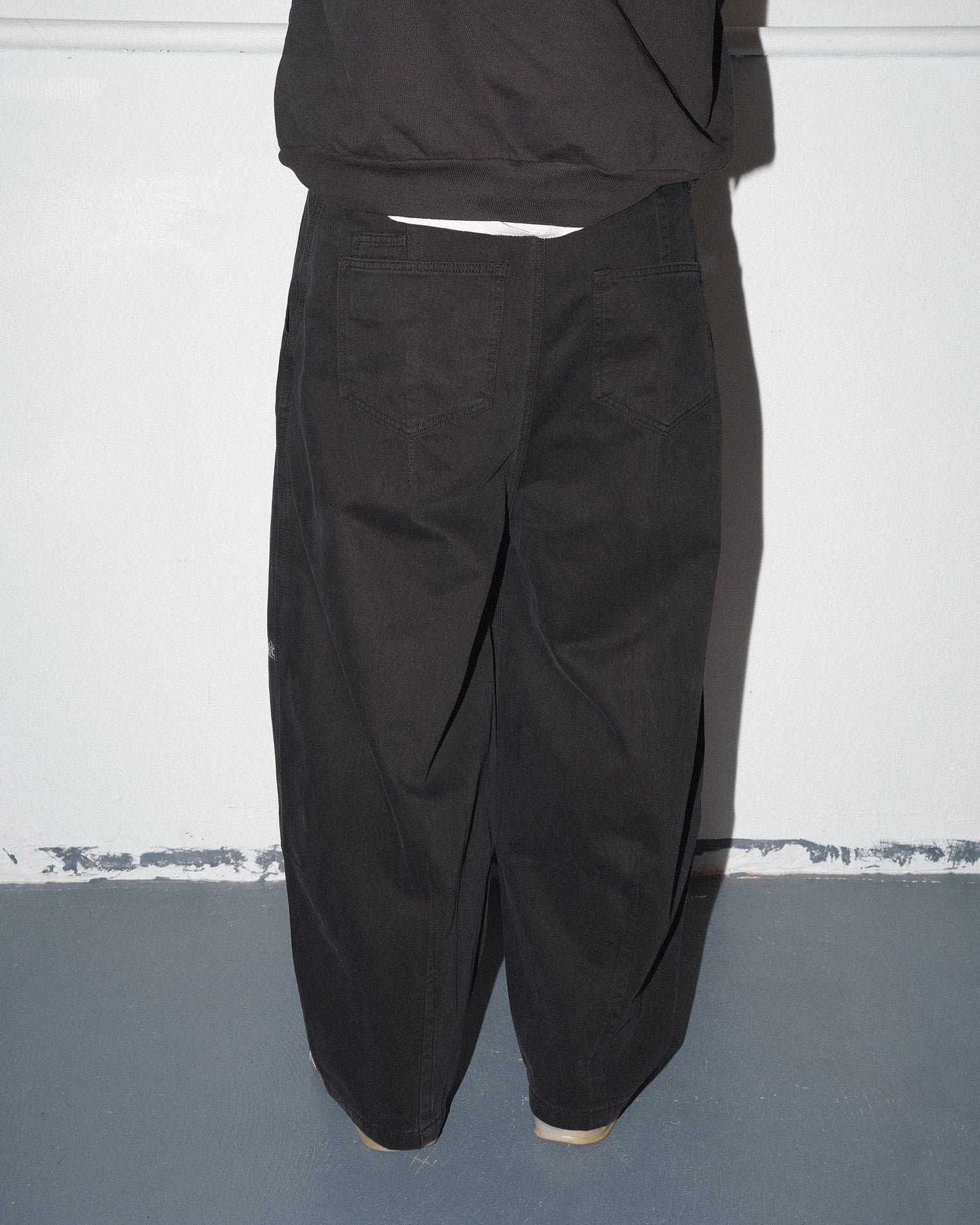 Wide Leg Canvas Pants, Black
