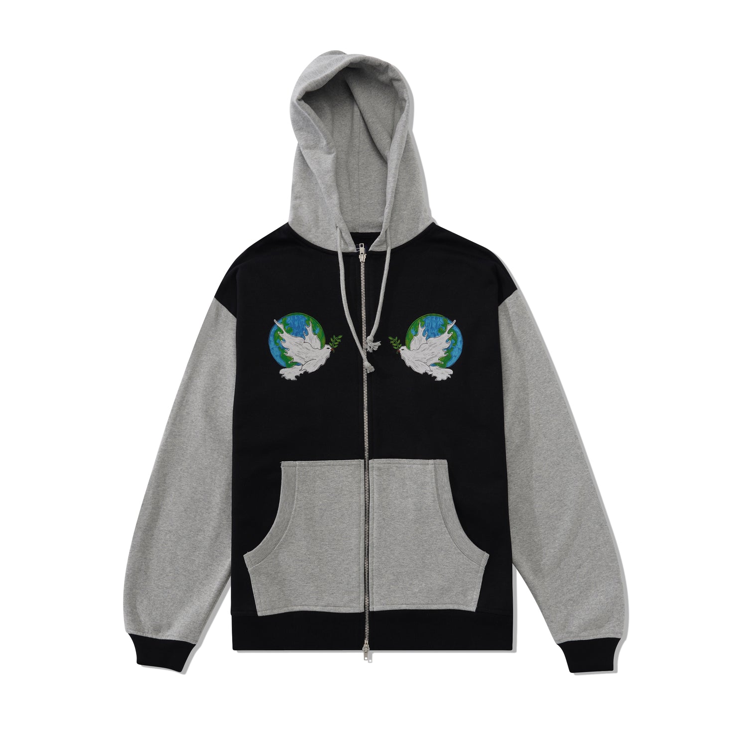 Dove Peace Zipped Pullover, Black