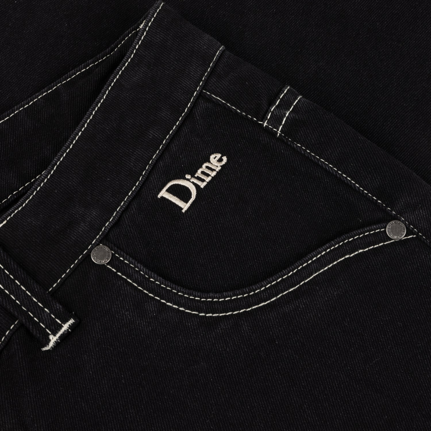 Classic Relaxed Denim Pants, Black / Contrast Stitch
