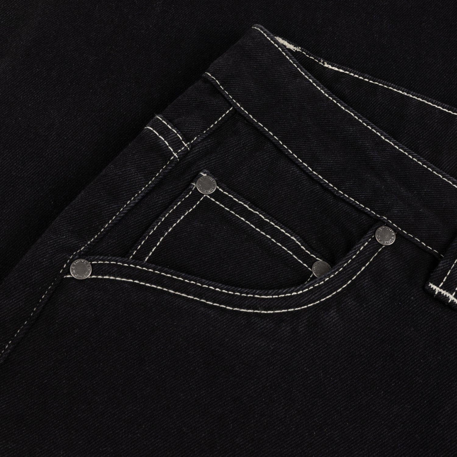 Classic Relaxed Denim Pants, Black / Contrast Stitch