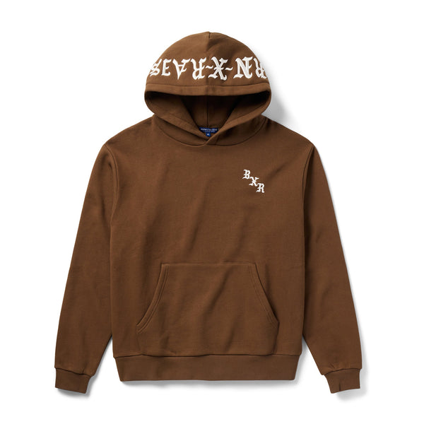 Born X Raised Embroidered Pullover Hood, Walnut / Cream