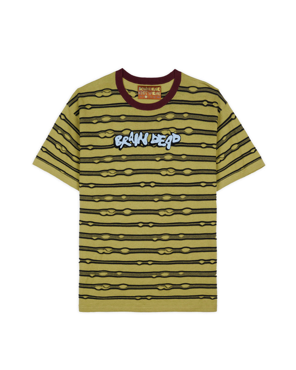 Embroidered Puckered Stripe Shirt, Lime