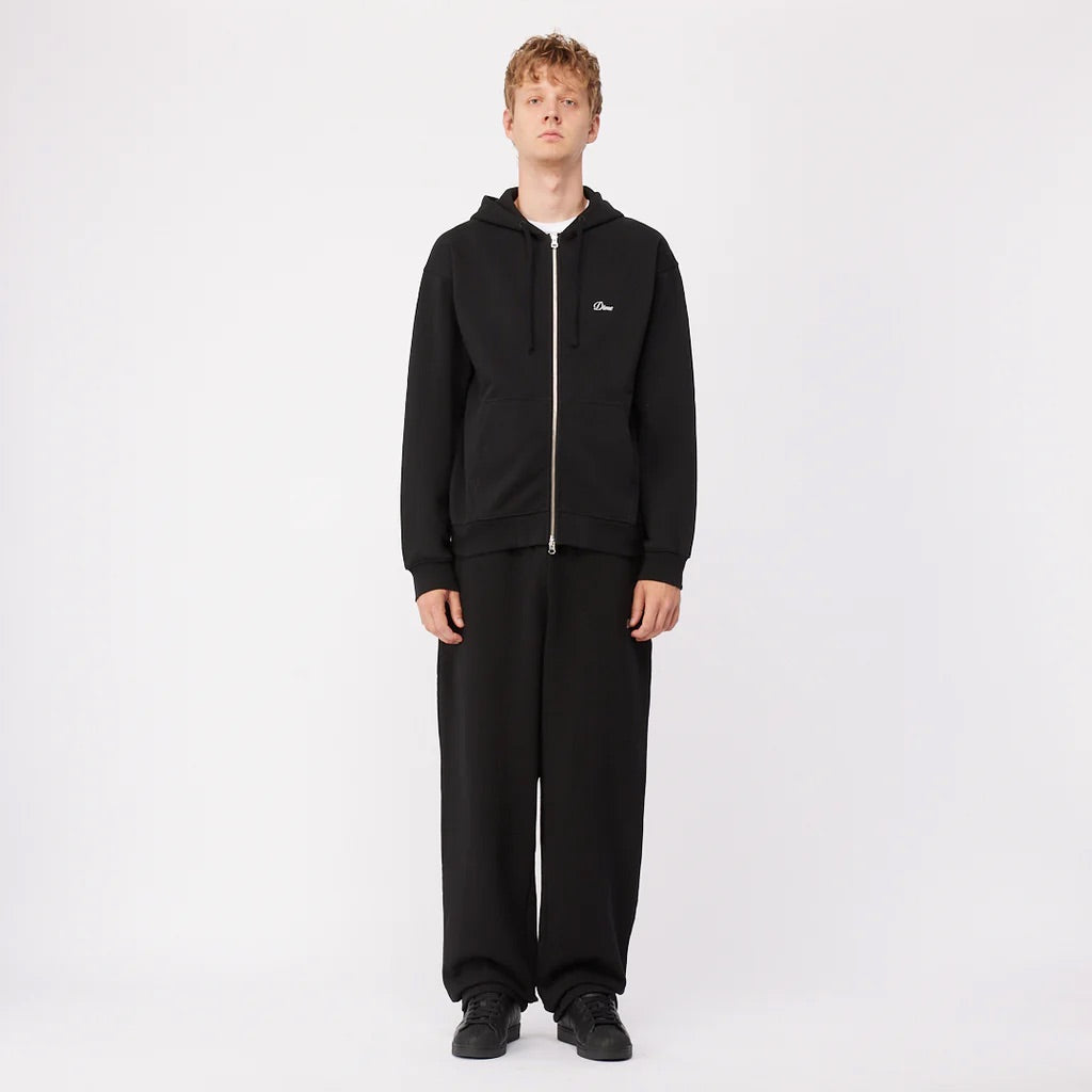 Cursive Zip-Thru Pullover Hood, Black