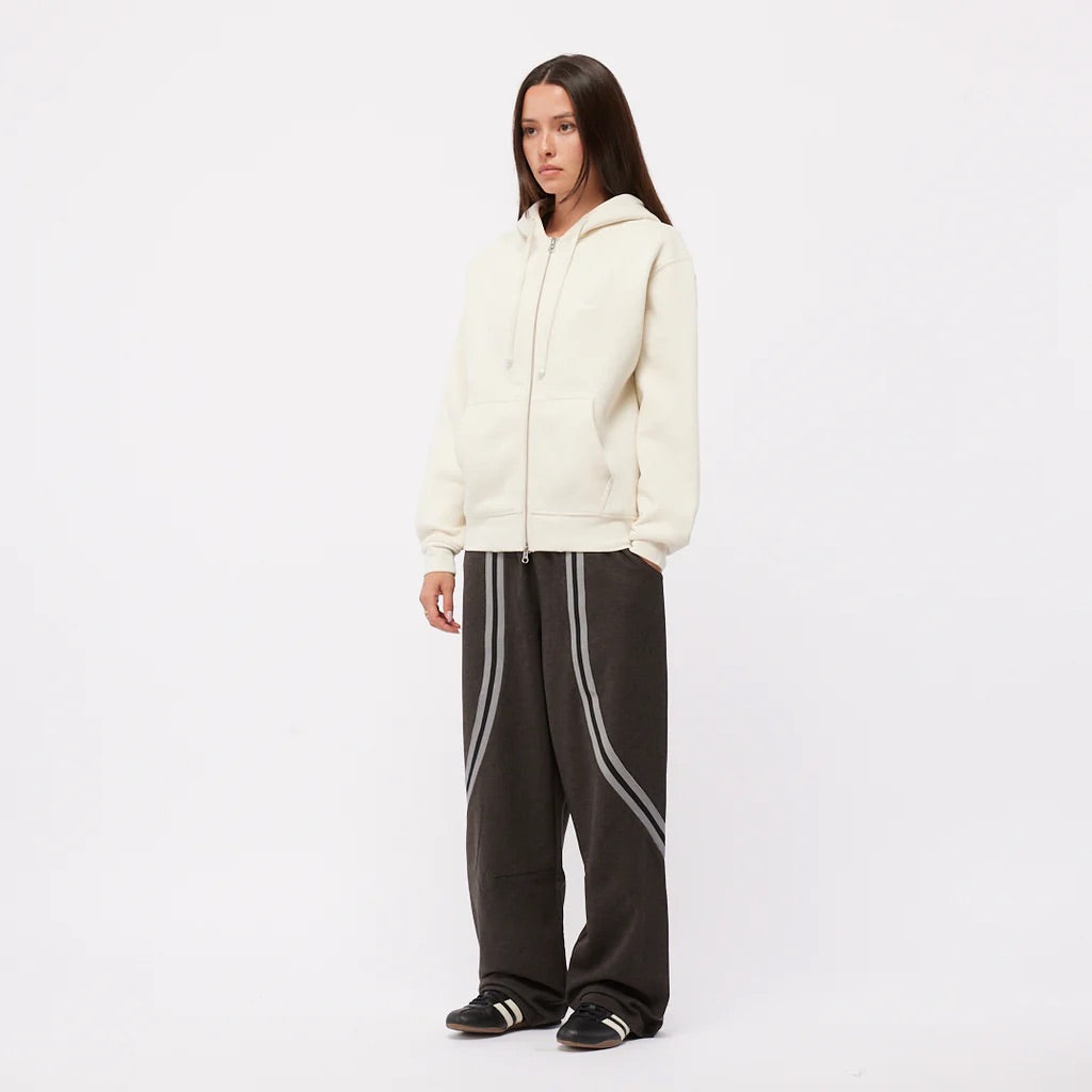 Cursive Zip-Thru Pullover Hood, Natural