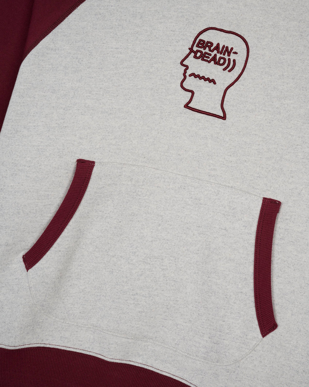 Fleece Logo Head Raglan Hood, Oatmeal Maroon