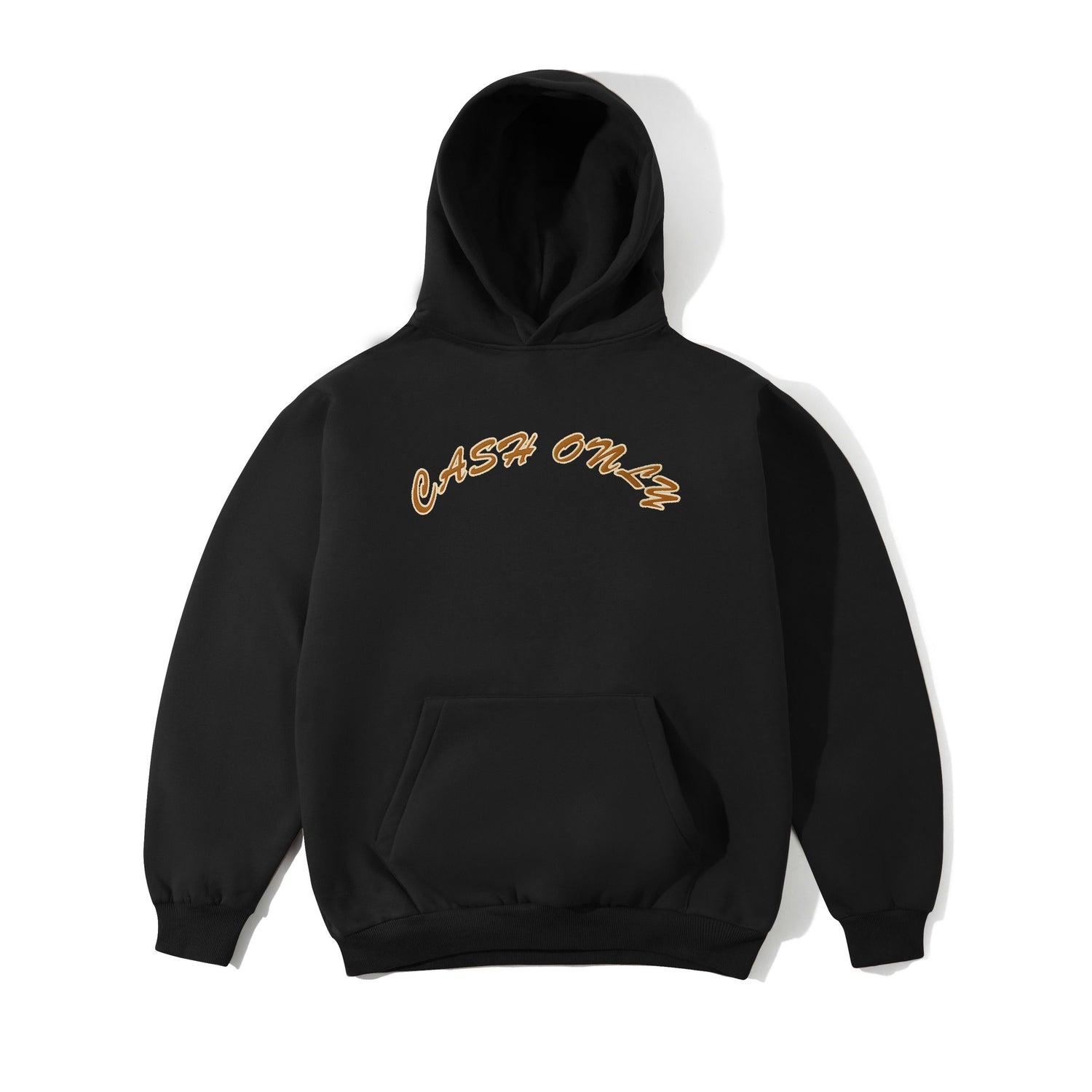 Felt Applique Logo Pullover Hood, Black