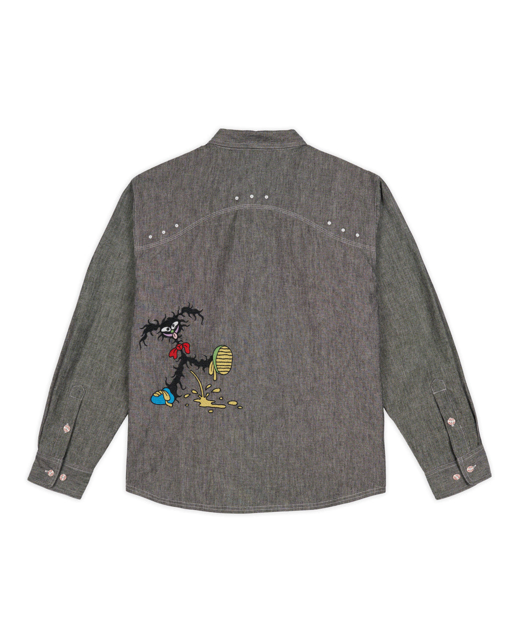 Garden Party Chambray Button Up Shirt, Grey