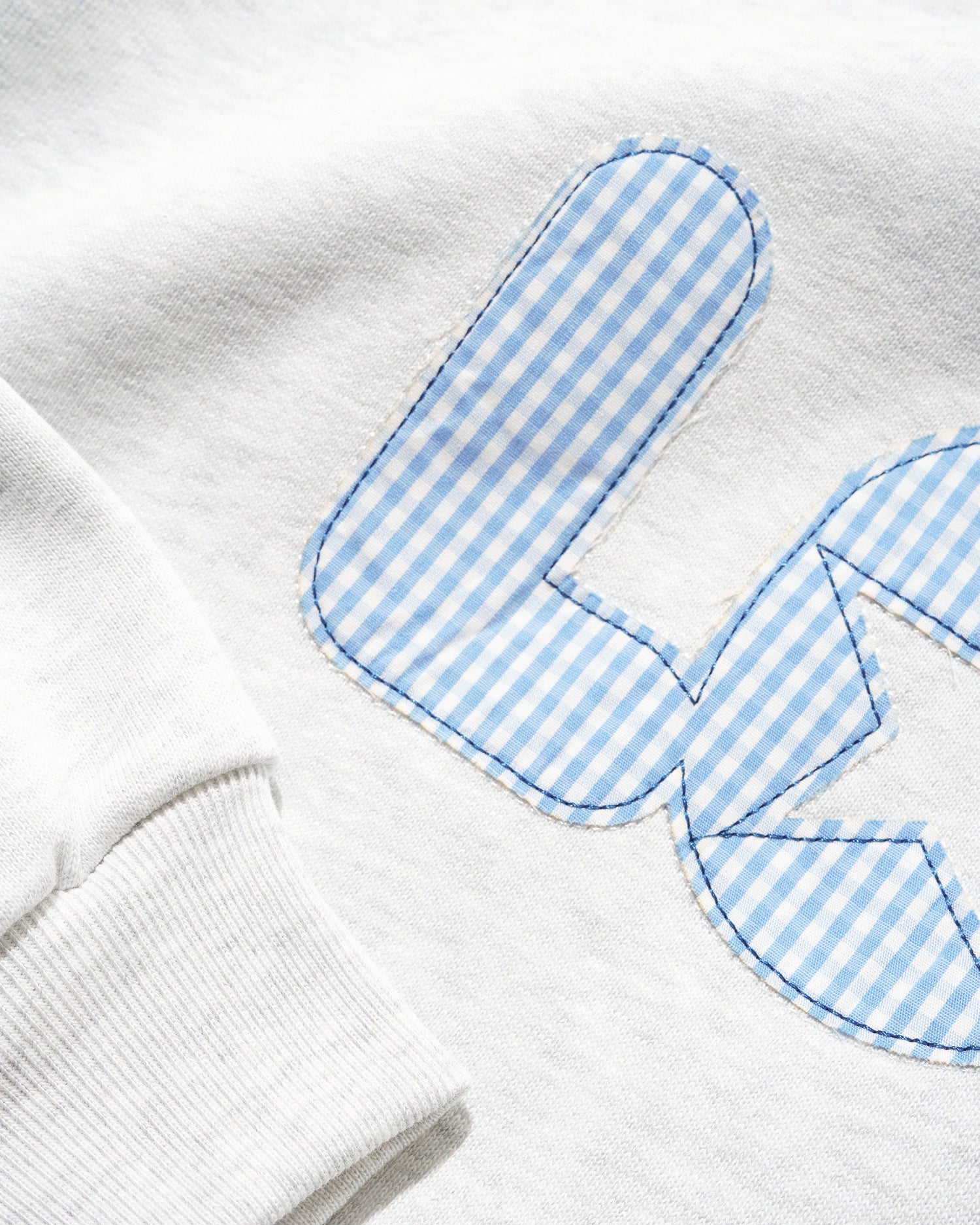 Gingham Applique Crewneck, Ash