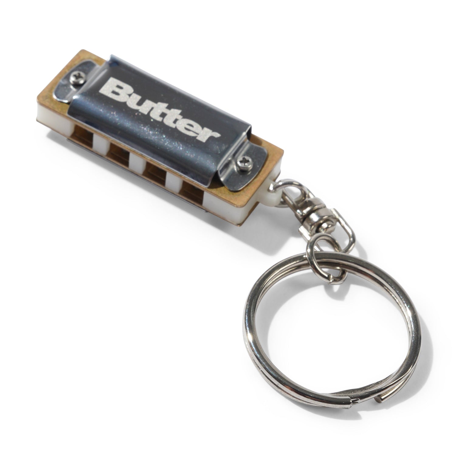 Harmonica Key Chain, Silver
