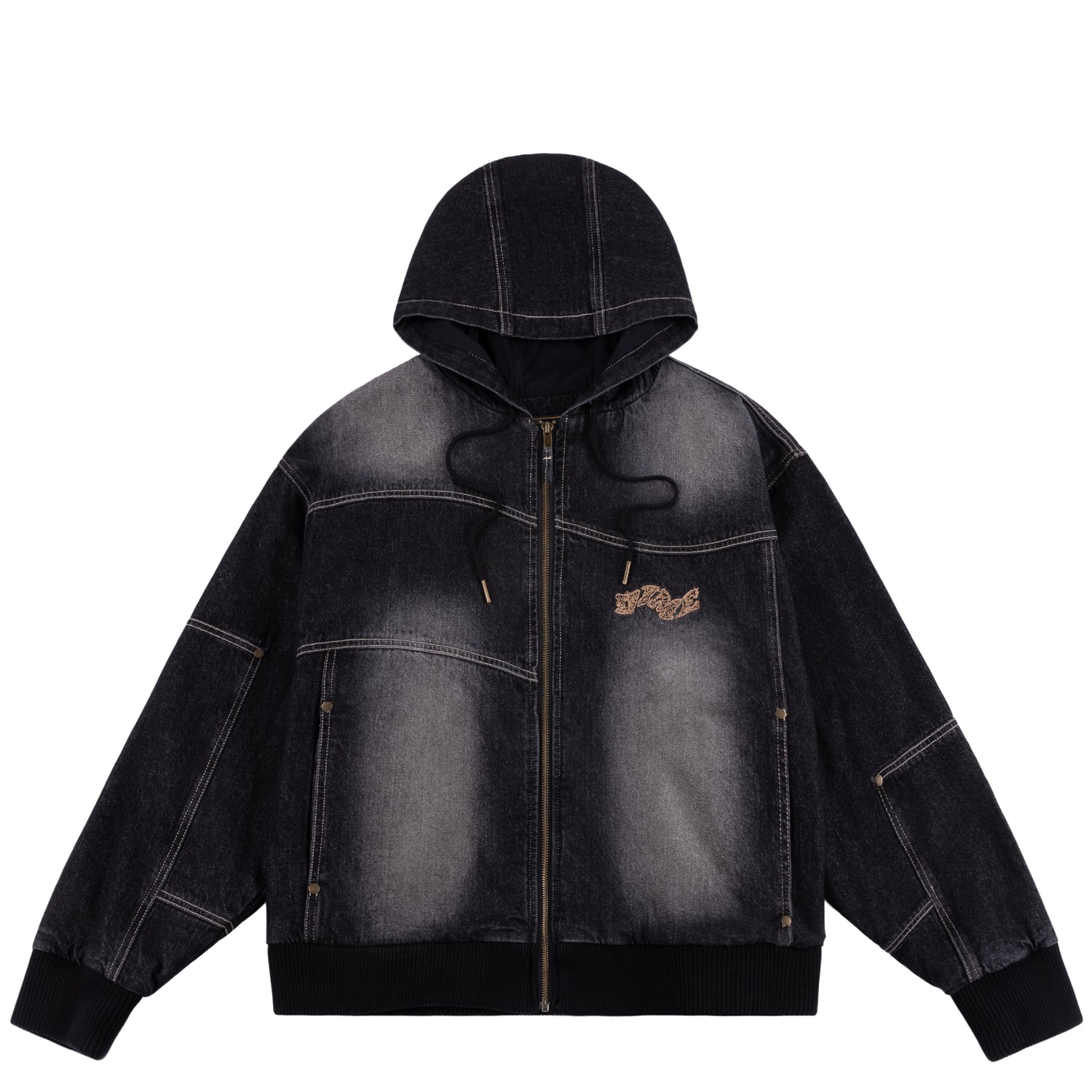 Hooded Utility Jacket, Sandblasted Black
