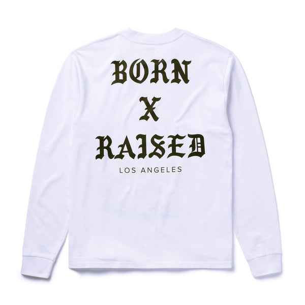 Born X Raised Kitty L/S Tee, White