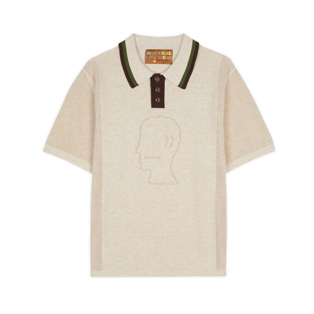 Logo Head Pointelle Polo, Natural