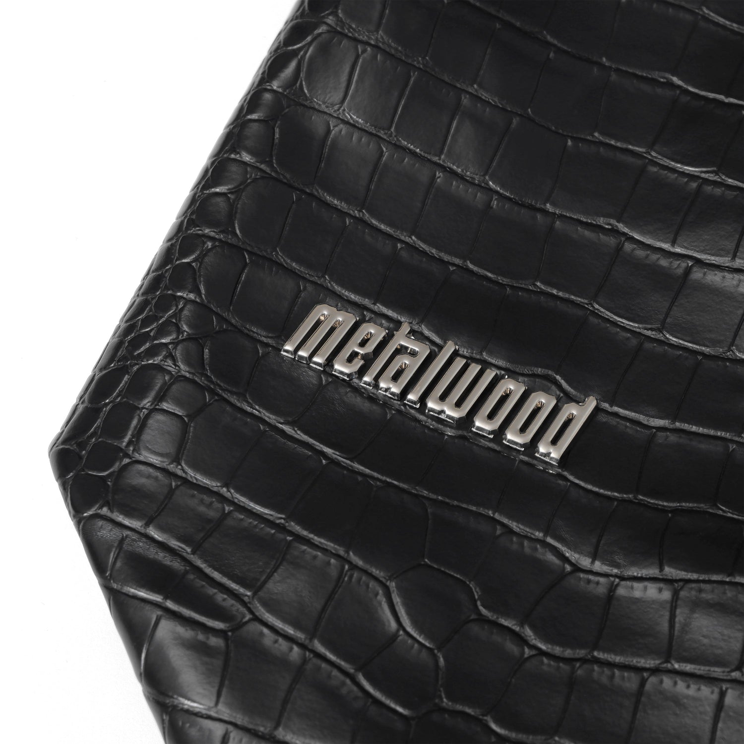 Metal Logo Stud Croc Tote Bag, Black