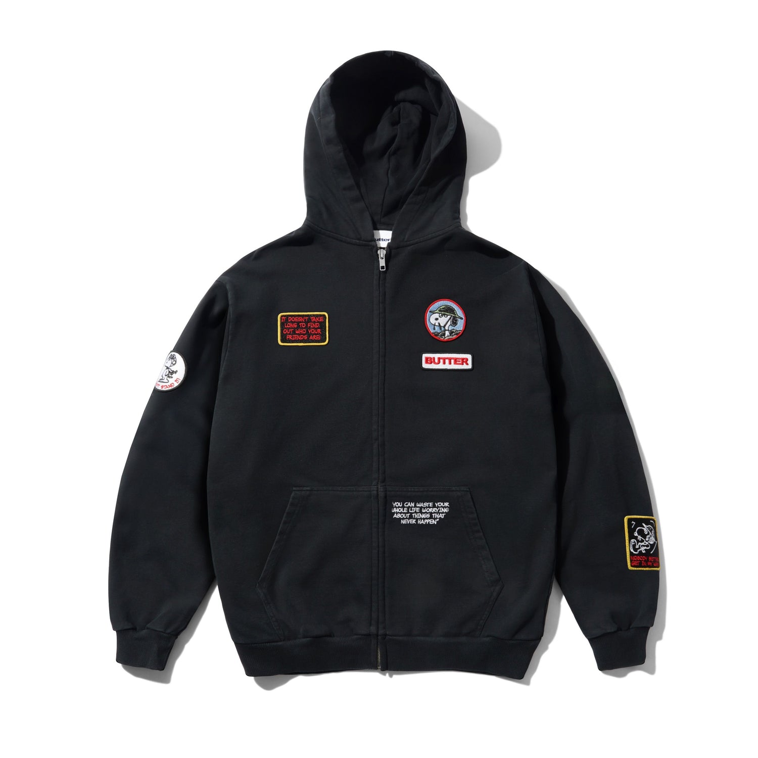 Patches Zip-Thru Hood, Washed Black