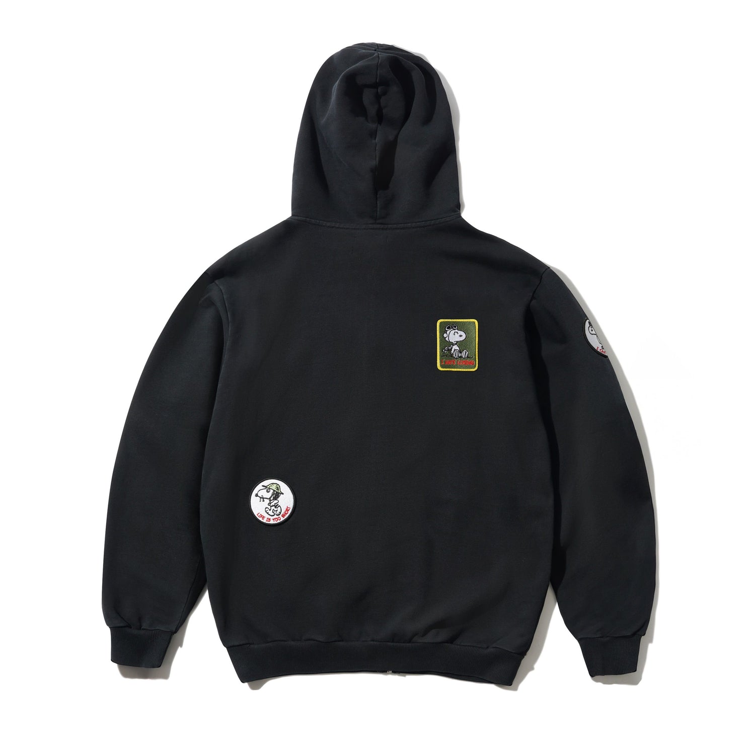 Patches Zip-Thru Hood, Washed Black