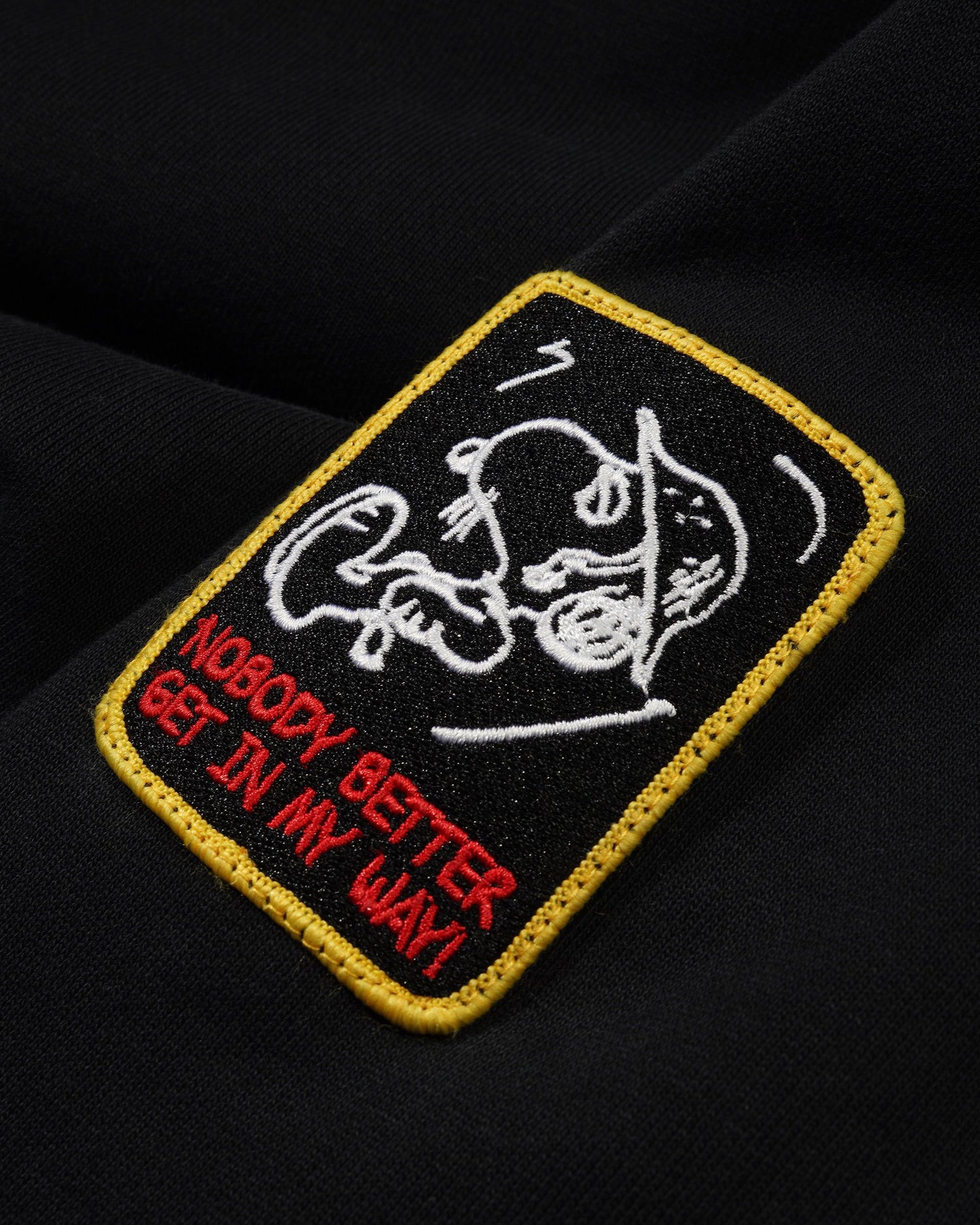Patches Zip-Thru Hood, Washed Black