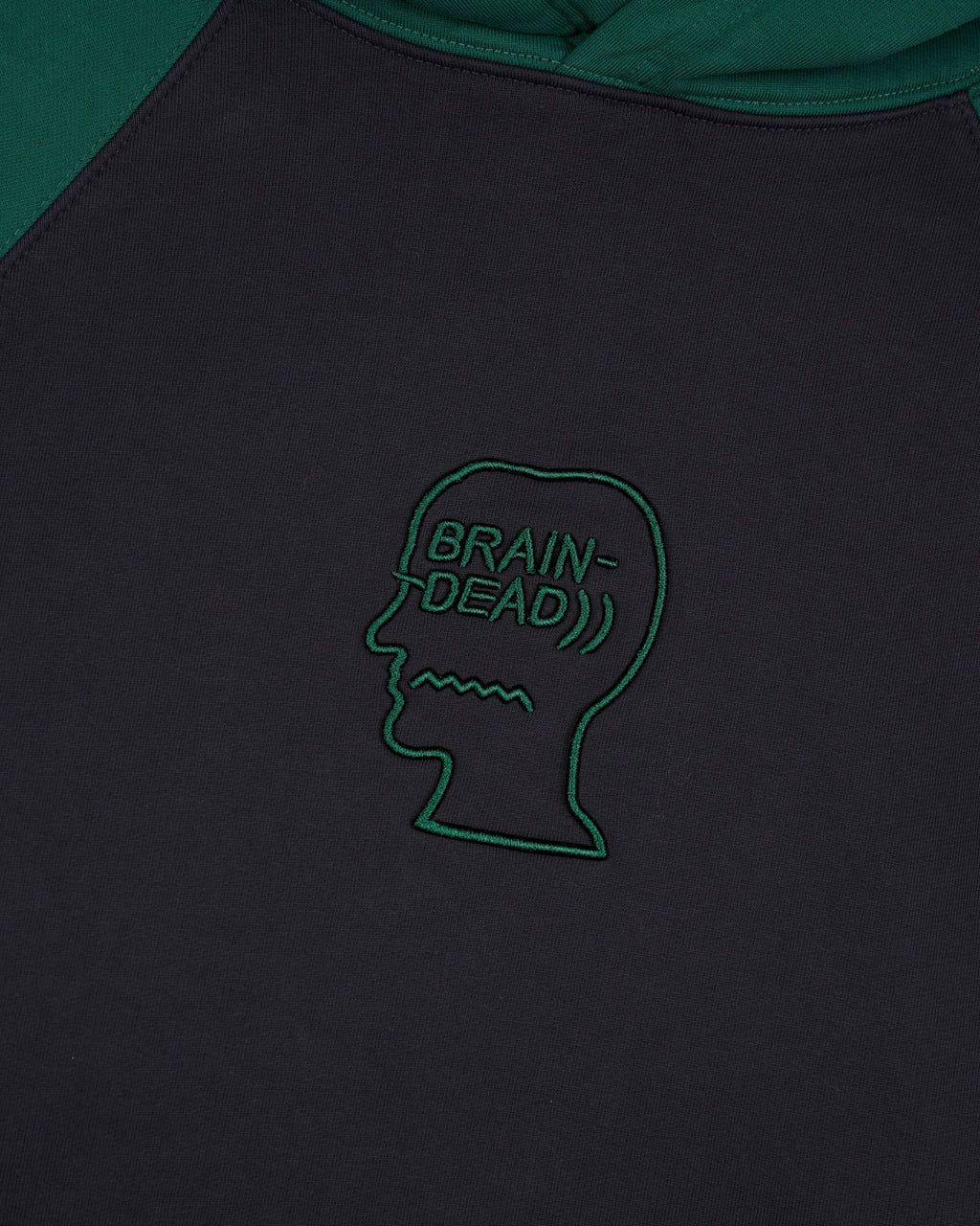 Pigment Wash Logo Head Raglan Pullover, Navy / Green