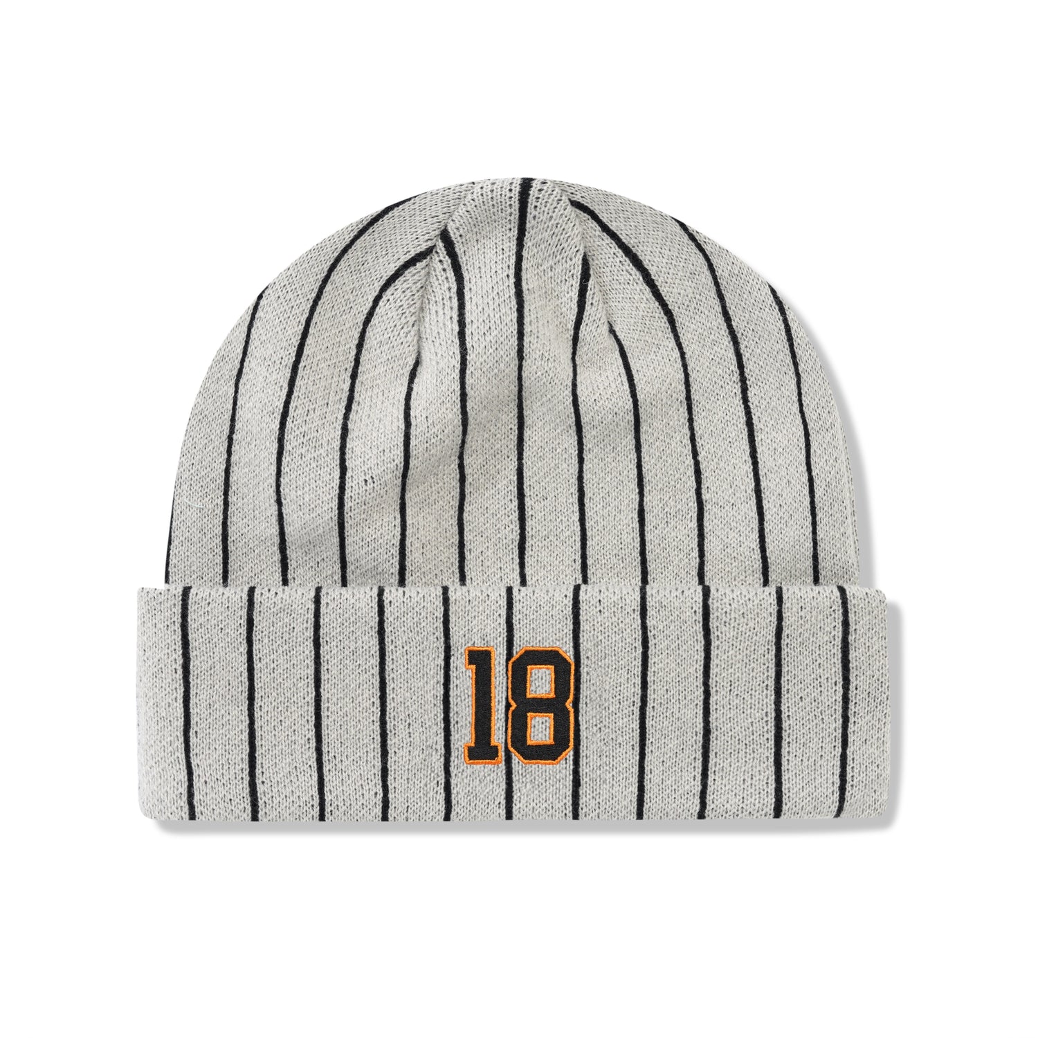 Pinstripe Beanie, Light Grey