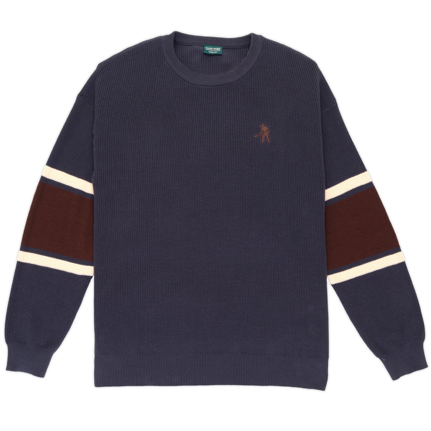 Organic Cotton Stripe Knit Sweater, Slate
