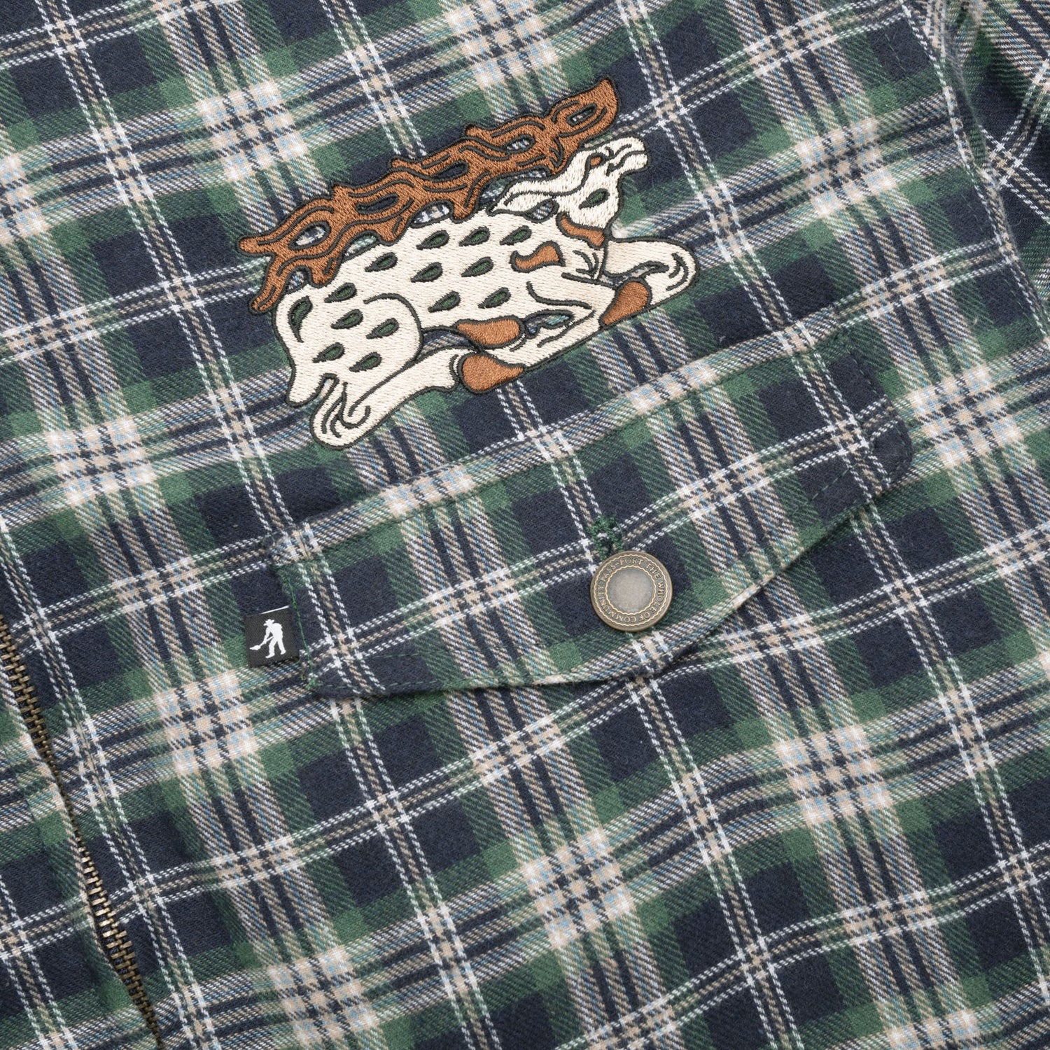 Antler Zip Flannel Shirt, Navy / Green