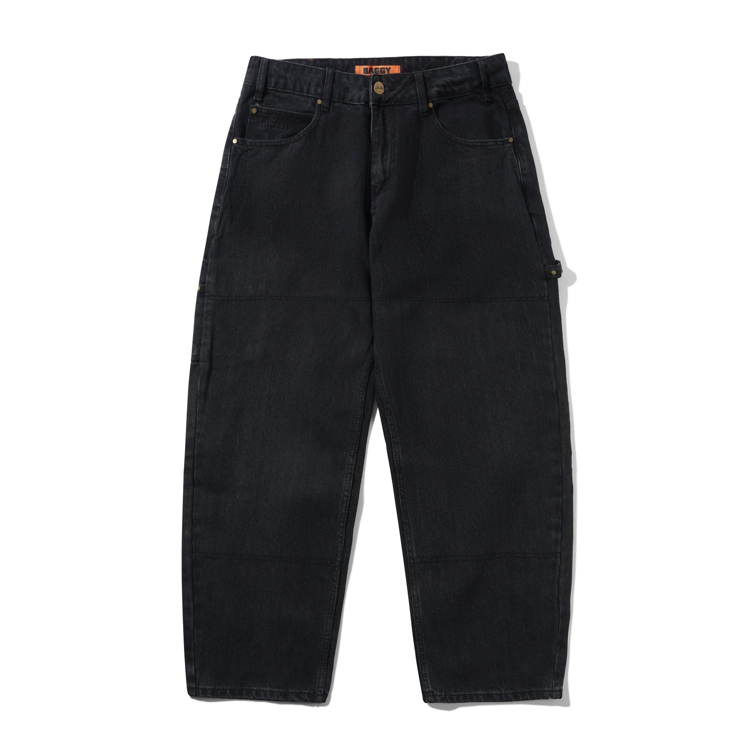 Rivet Denim Jeans, Washed Black