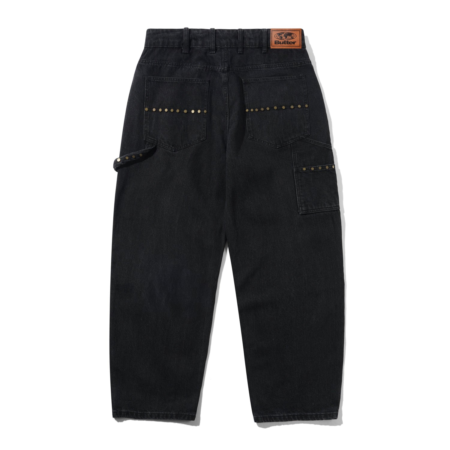 Rivet Denim Jeans, Washed Black