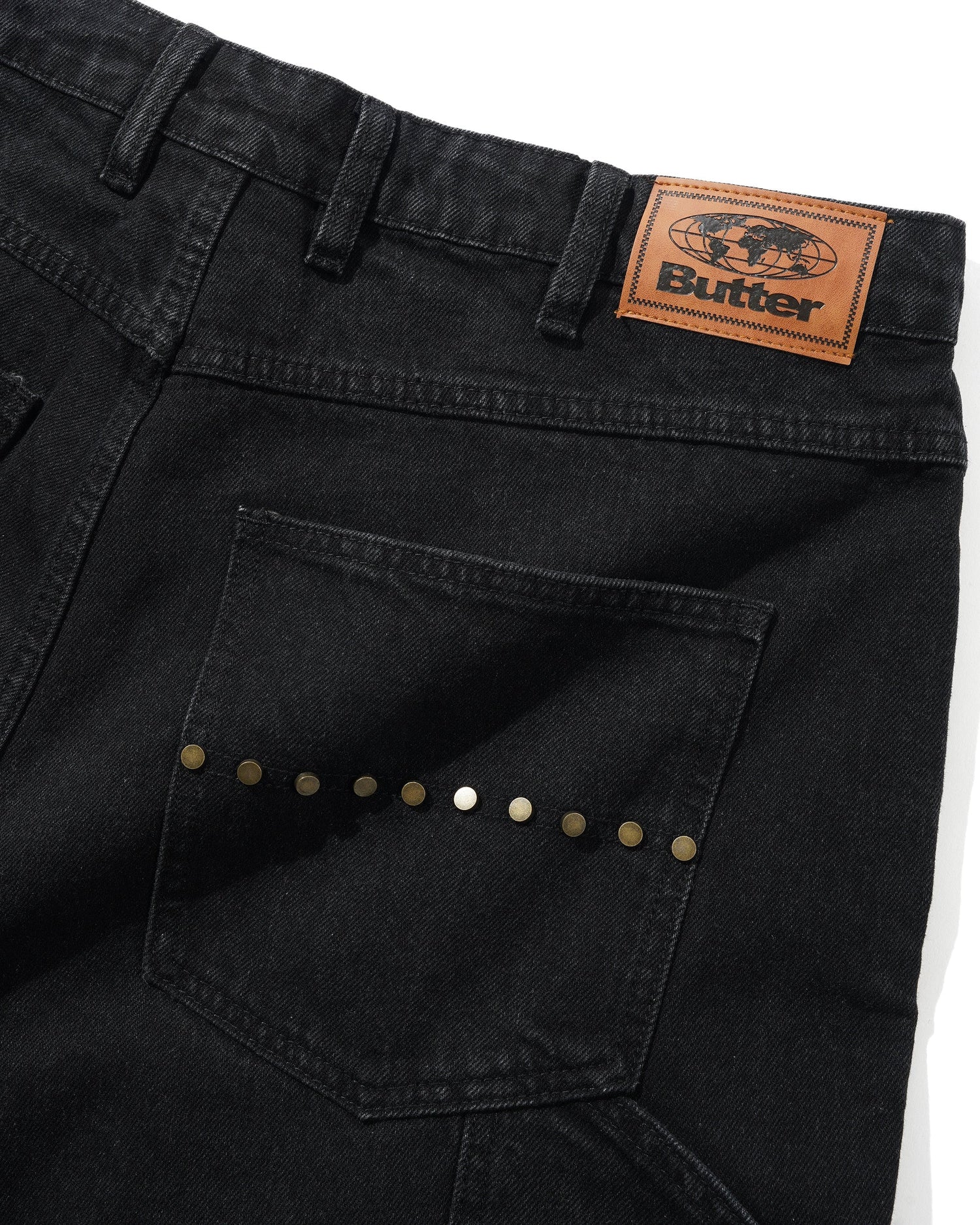 Rivet Denim Jeans, Washed Black