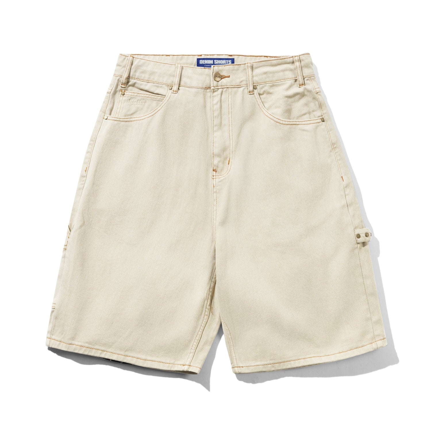 Rivet Denim Shorts, Bone