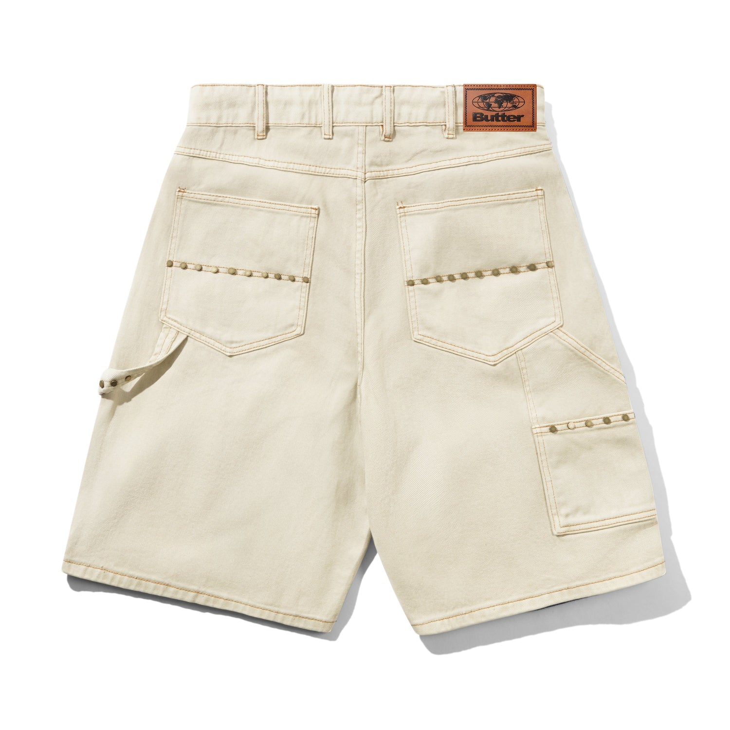 Rivet Denim Shorts, Bone