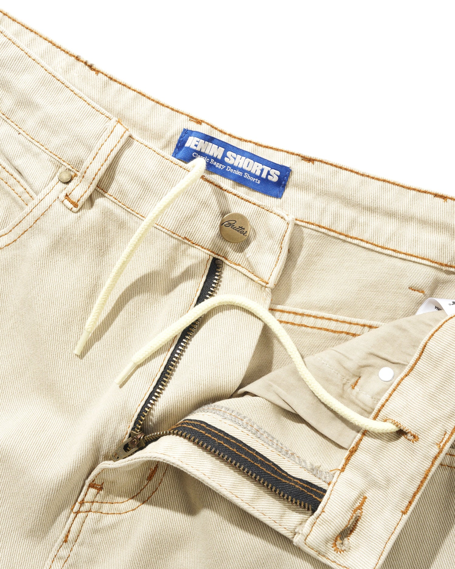 Rivet Denim Shorts, Bone