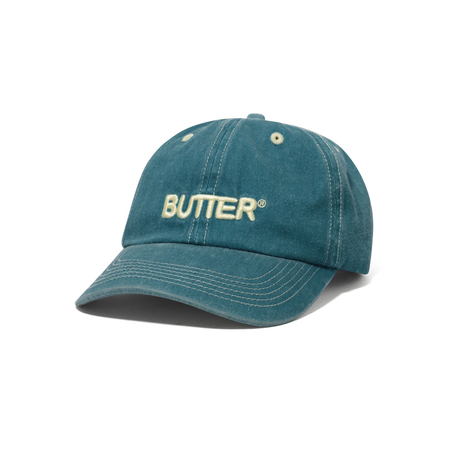 Rounded Logo 6 Panel Cap, Washed Ocean