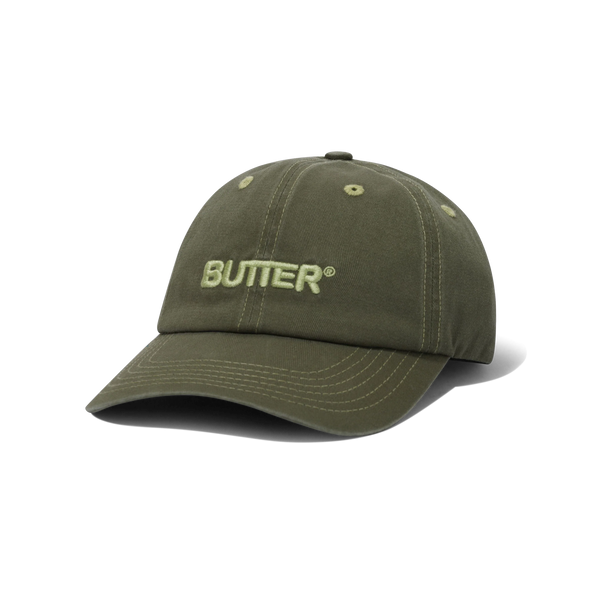 Butter Goods Rounded Logo 6 Panel Cap, Washed Army