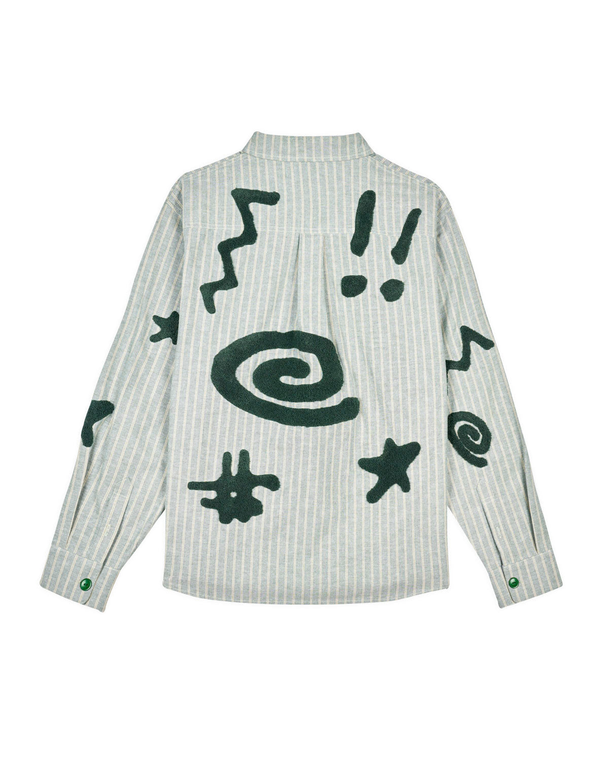 Striped Chenille Symbol Shirt, Green
