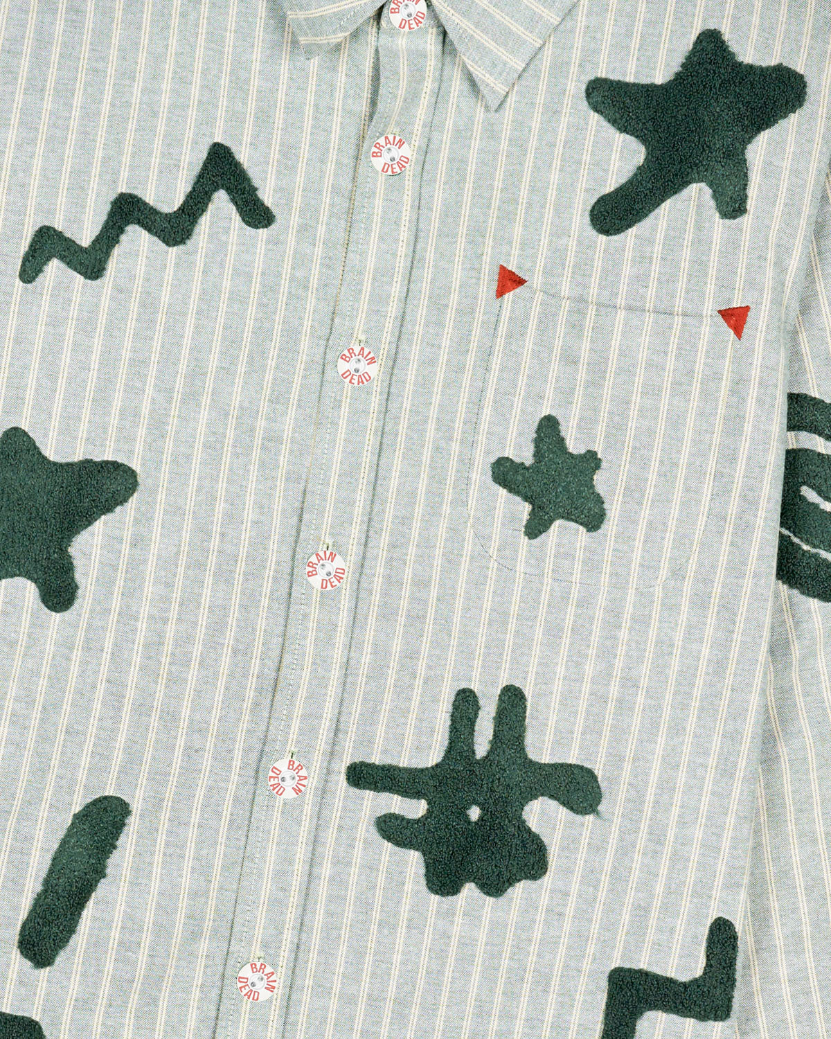 Striped Chenille Symbol Shirt, Green