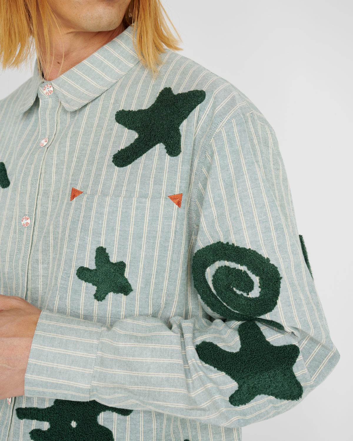 Striped Chenille Symbol Shirt, Green