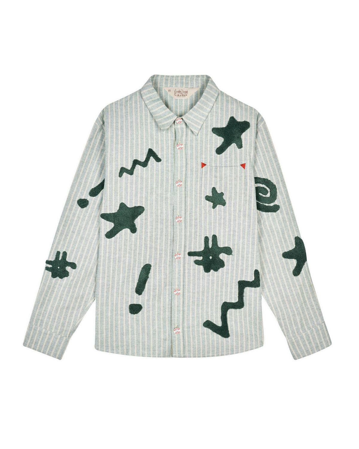 Striped Chenille Symbol Shirt, Green