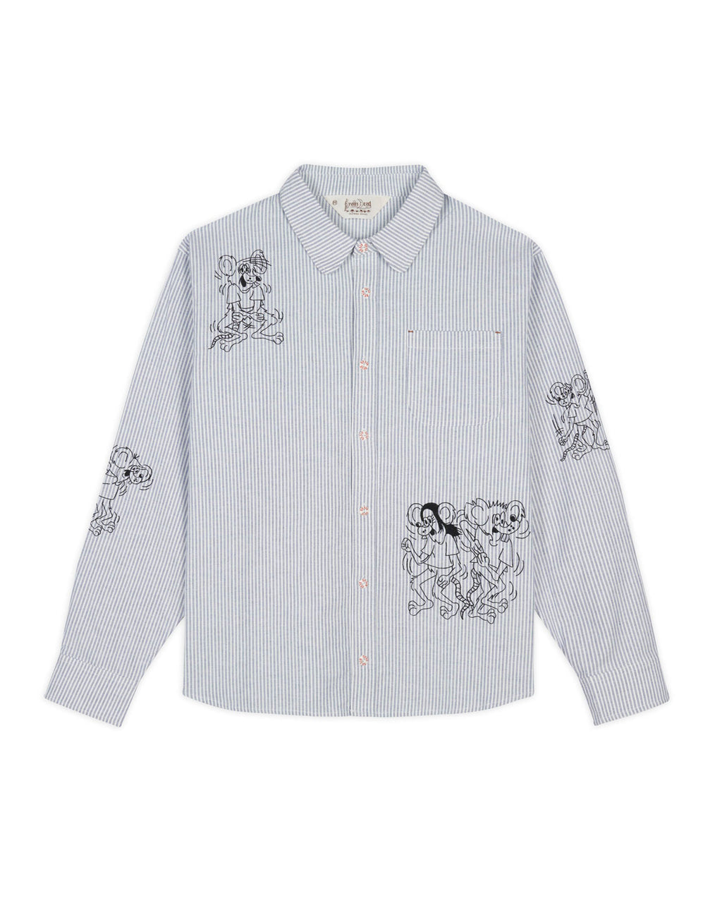 Striped Oxford Mouse Button Up Shirt, Blue